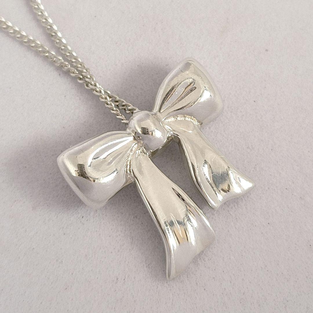 極美品✨️ ティファニー リボン ネックレス 廃盤品 シルバー ペンダント