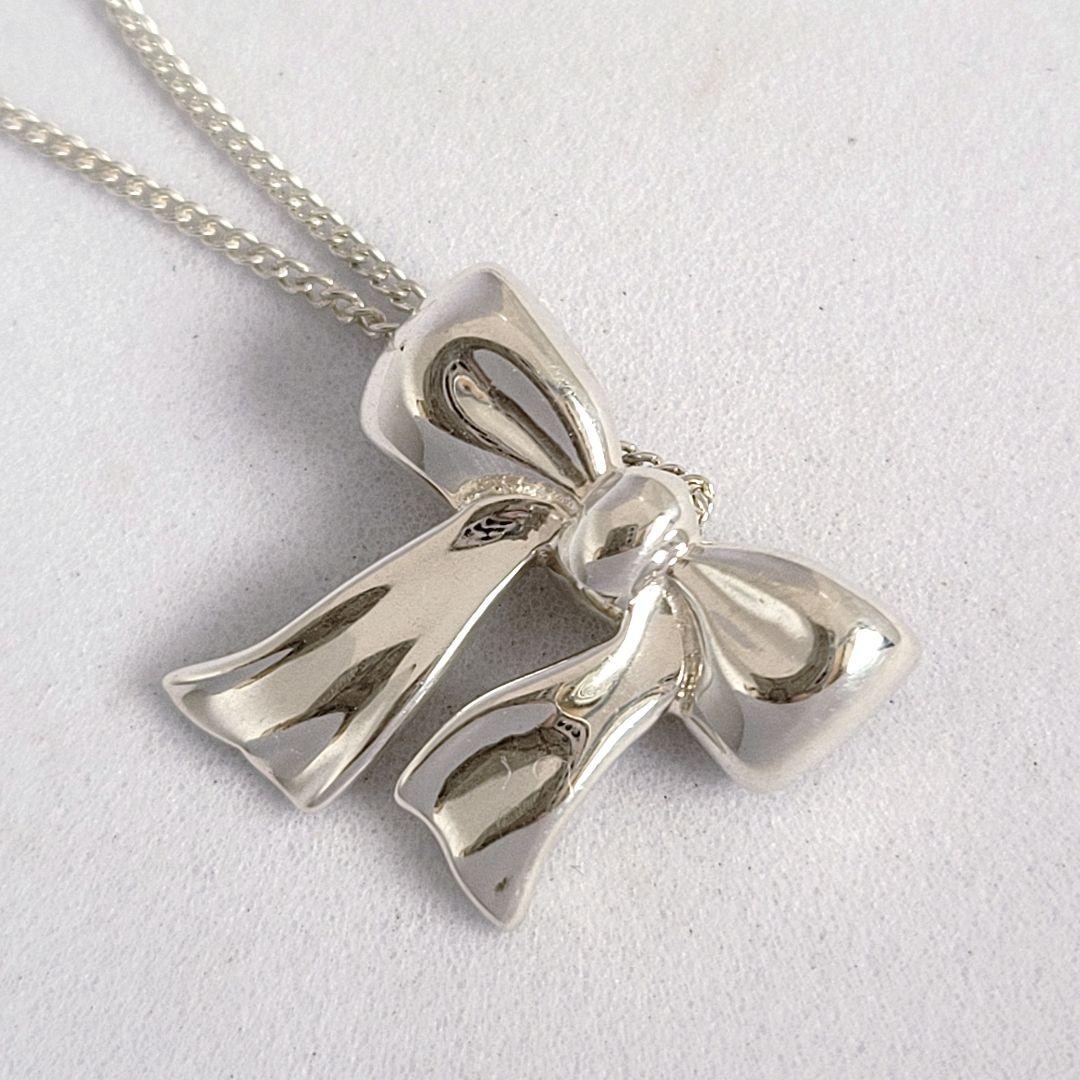 極美品✨️ ティファニー リボン ネックレス 廃盤品 シルバー ペンダント