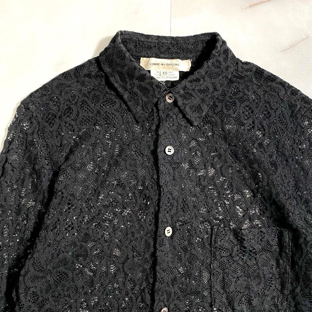 A17418 コムデギャルソン 12ss 総レース花柄シャツ ブラック XS