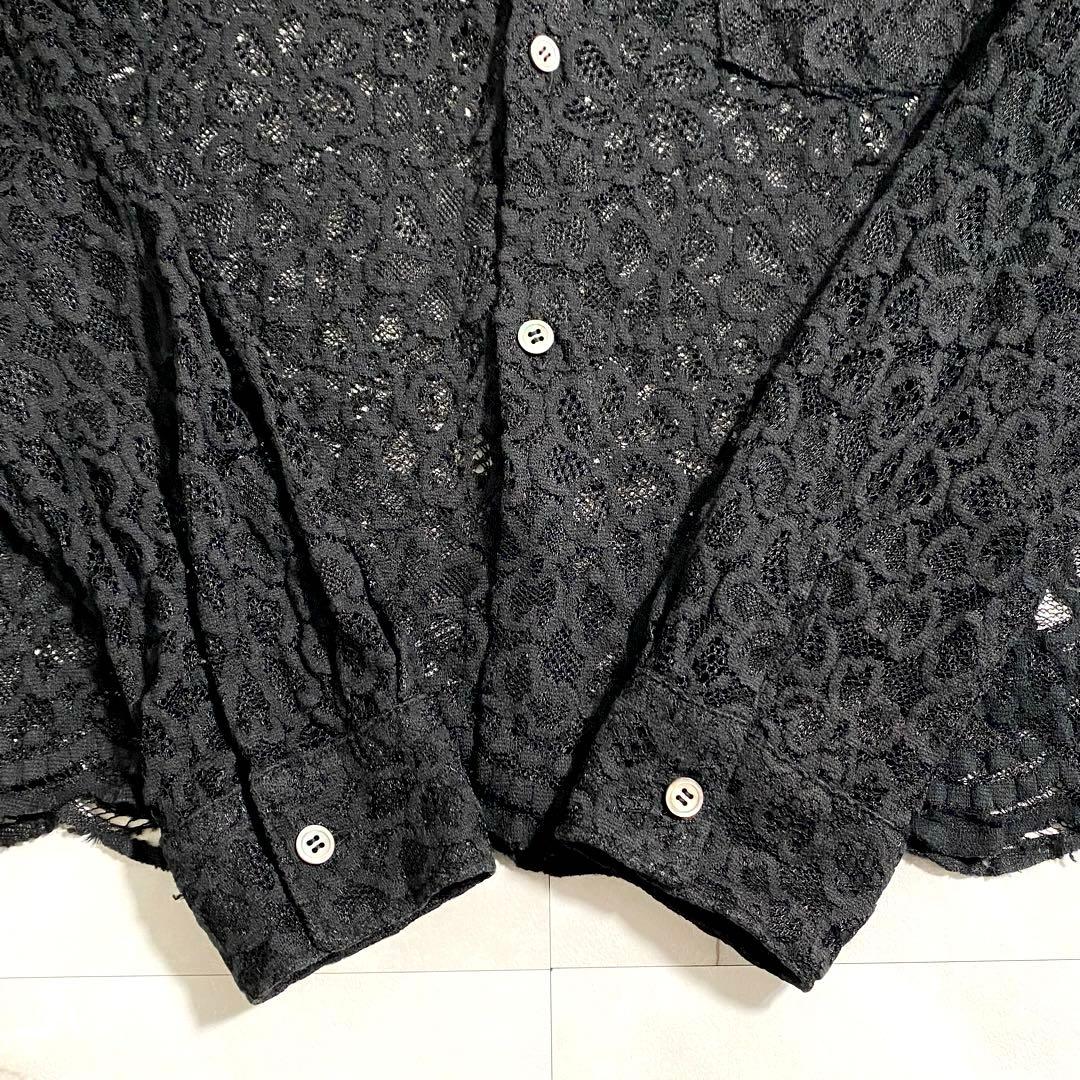 A17418 コムデギャルソン 12ss 総レース花柄シャツ ブラック XS