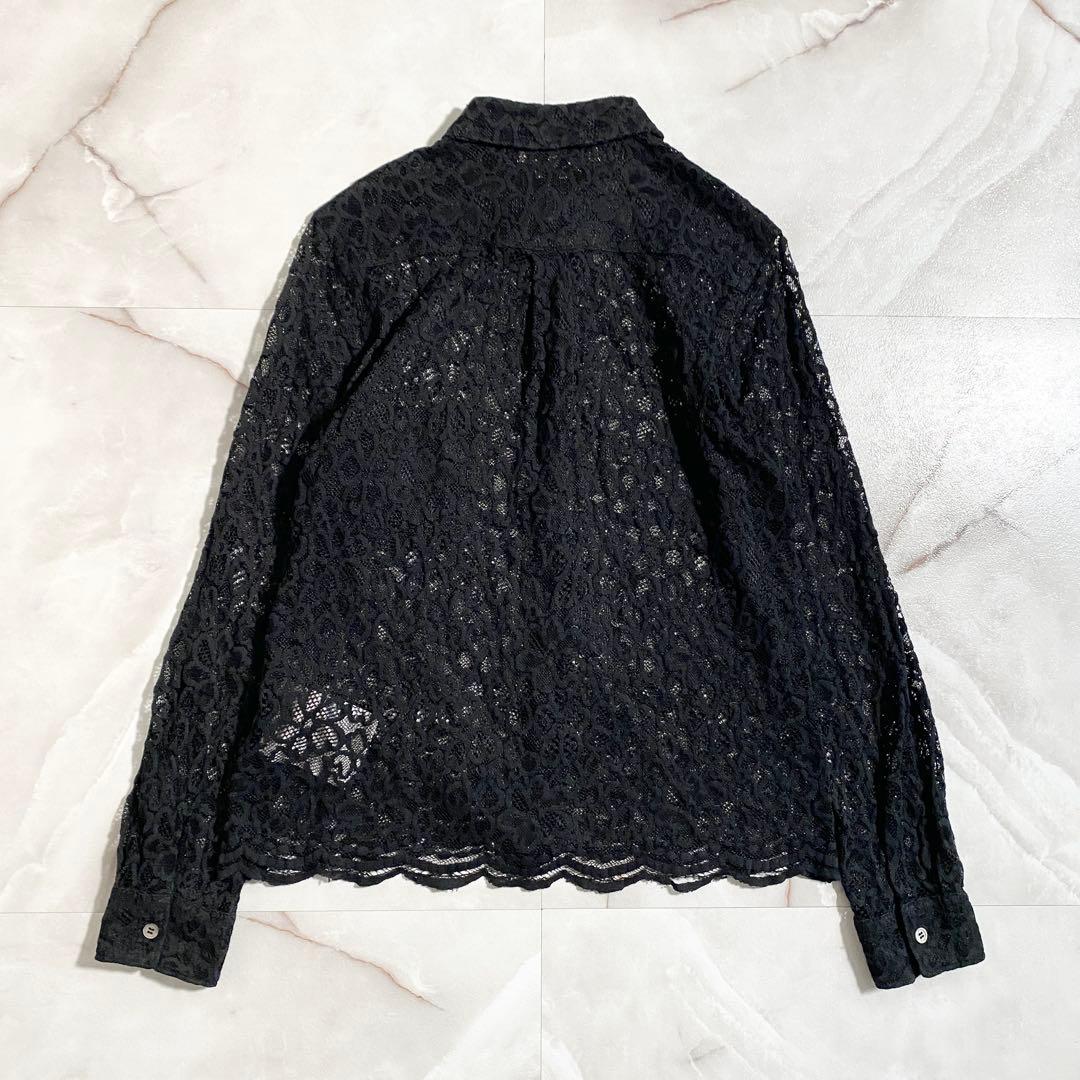 A17418 コムデギャルソン 12ss 総レース花柄シャツ ブラック XS