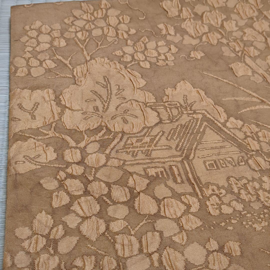 西陣織　渡文謹製　全通柄袋帯 手織纐纈 風景文　着物a