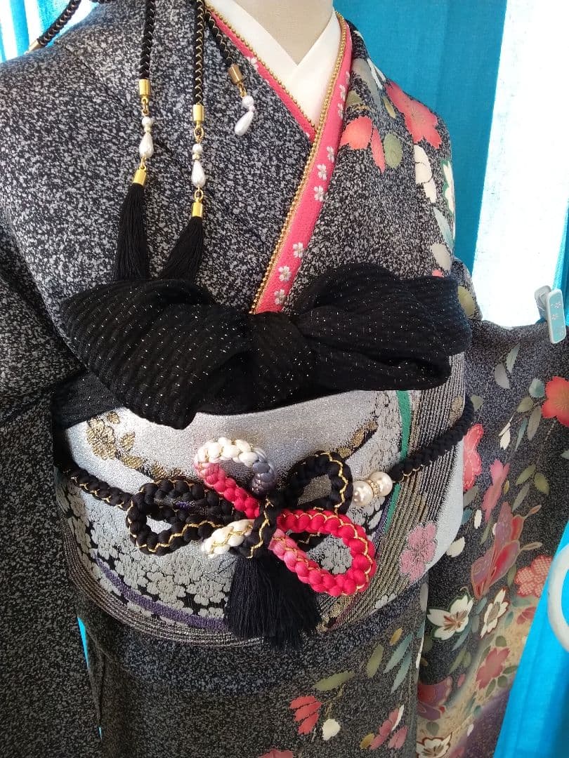 振袖フルセット、正絹、成人式、重ね襟、帯揚げ帯締め、西陣袋帯、長襦袢美品