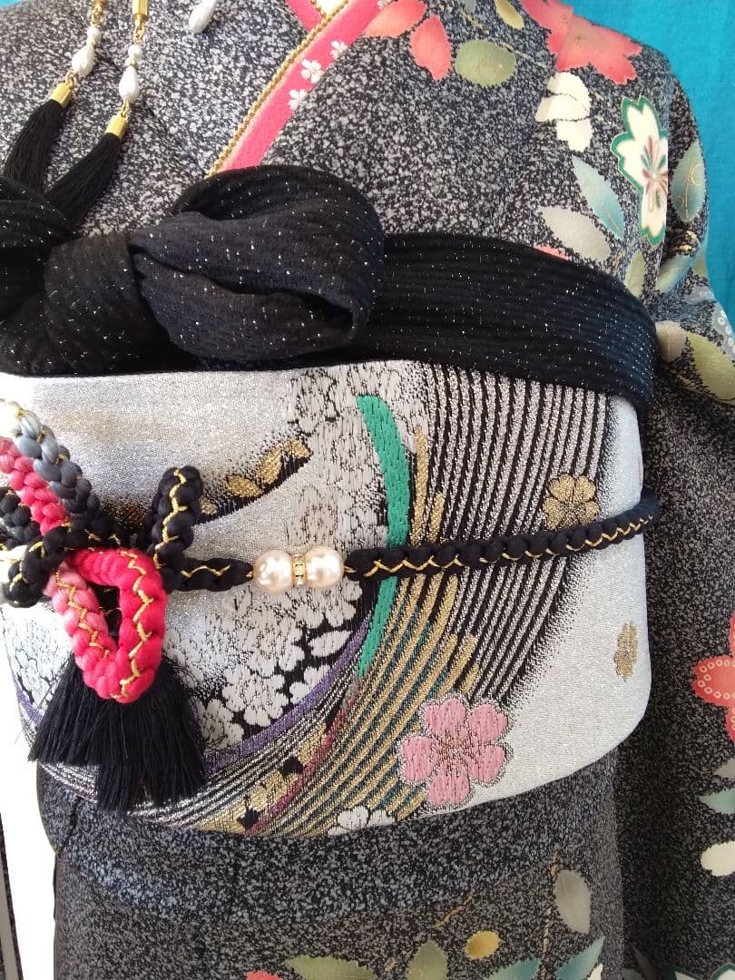 振袖フルセット、正絹、成人式、重ね襟、帯揚げ帯締め、西陣袋帯、長襦袢美品