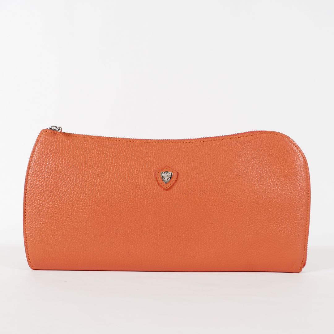 【美品✨】シャンボール・セリエ 長財布 ラウンドファスナー レザー オレンジ