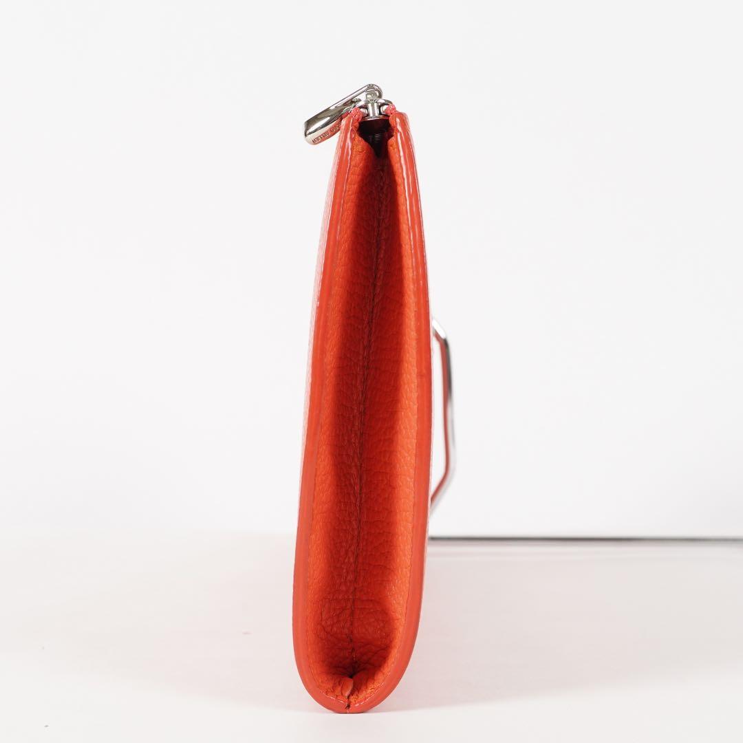 【美品✨】シャンボール・セリエ 長財布 ラウンドファスナー レザー オレンジ