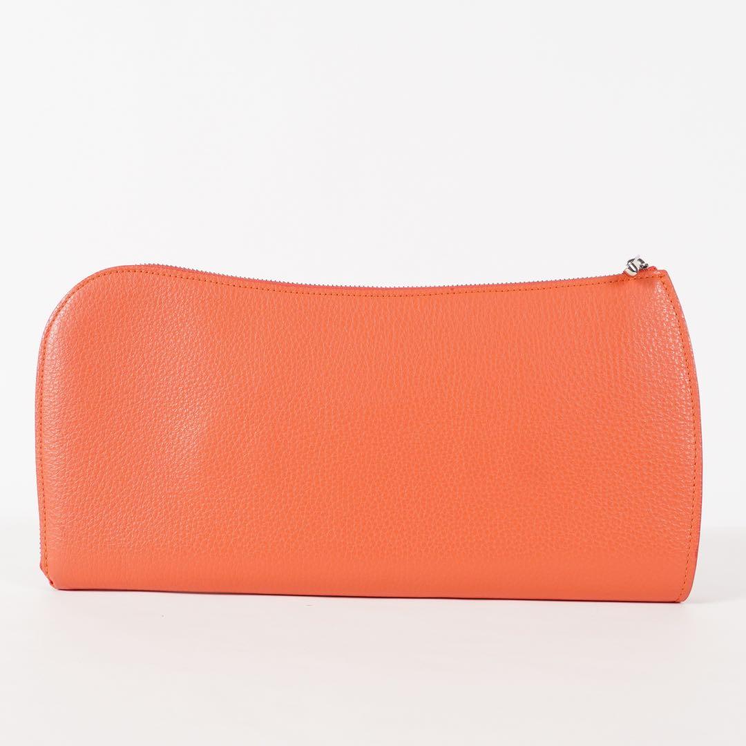 【美品✨】シャンボール・セリエ 長財布 ラウンドファスナー レザー オレンジ