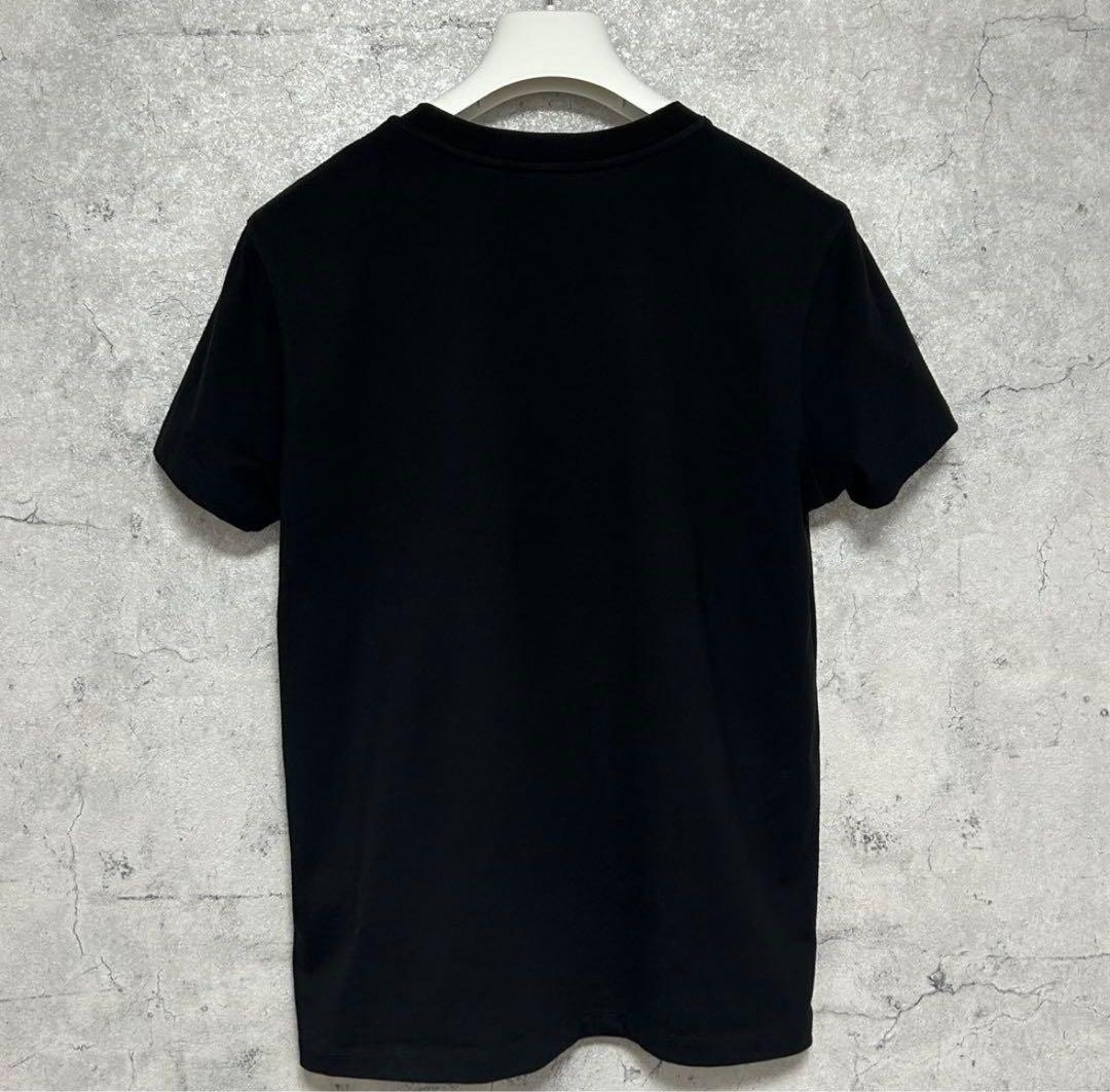 【極美品】モンクレール 刺繍ロゴ Tシャツ カットソー 半袖 黒 M