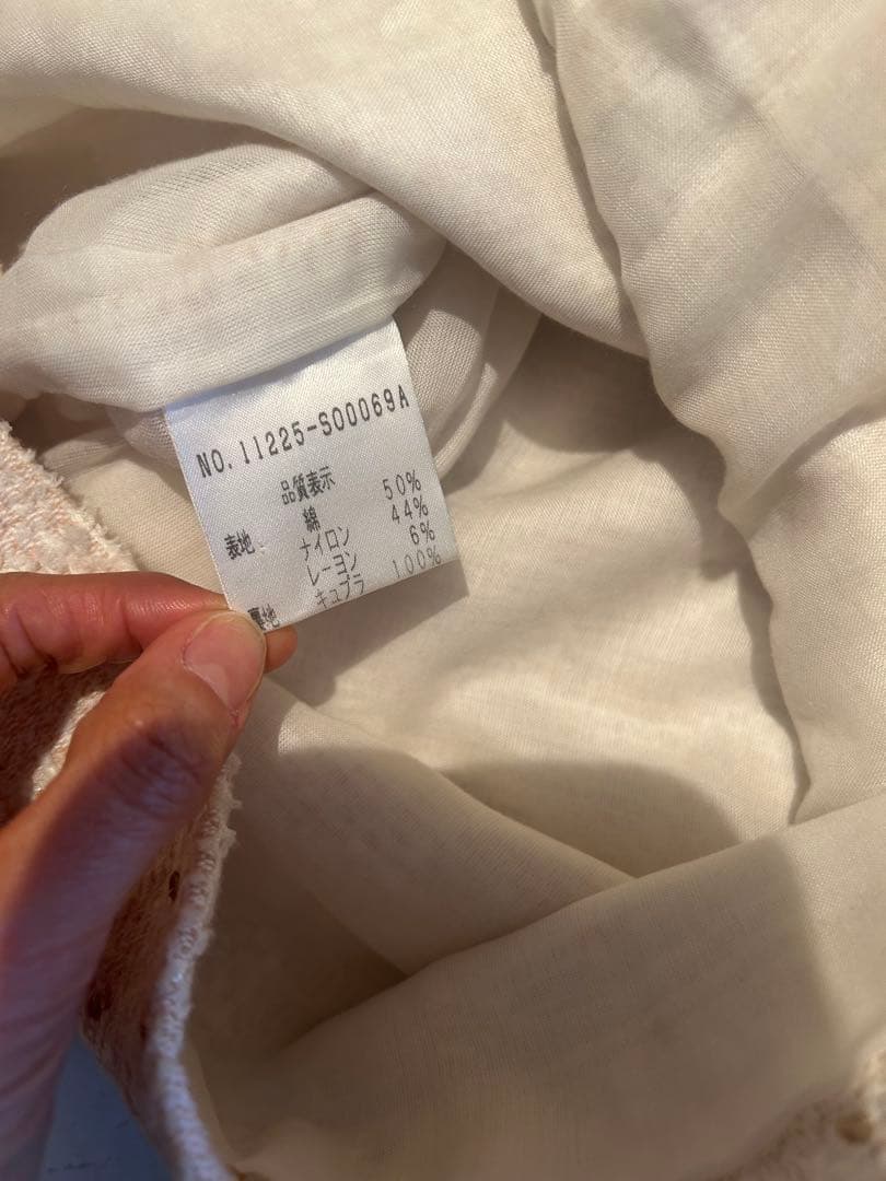 FOXEYフォクシーブティック　ツイード白ワンピース40スパンコール卒業入学