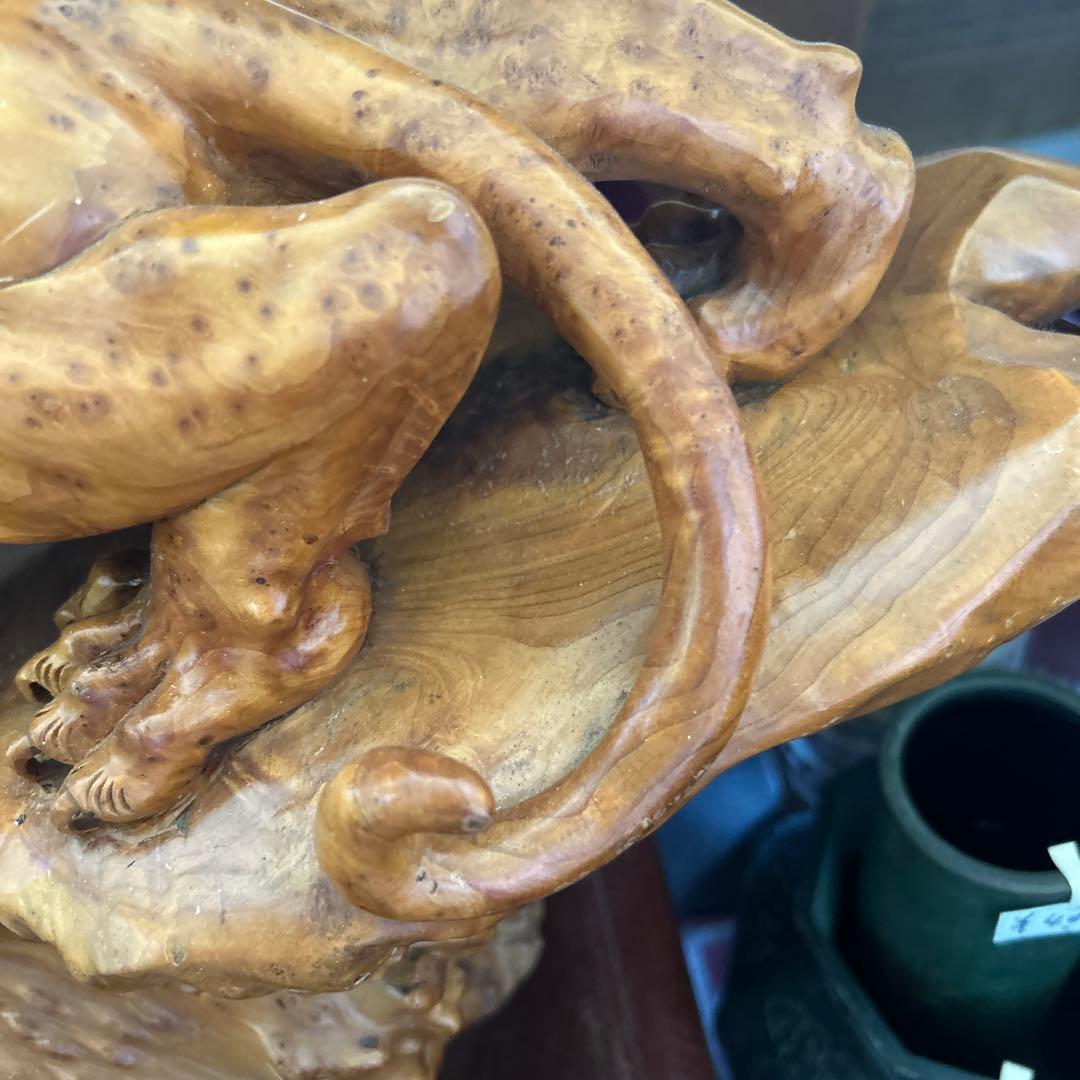 木製動物彫刻 約30cm 茶色