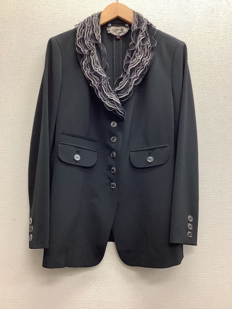 【美品‼︎】Rossa ロッサ 着脱可レース襟 テーラードジャケット L ブラック