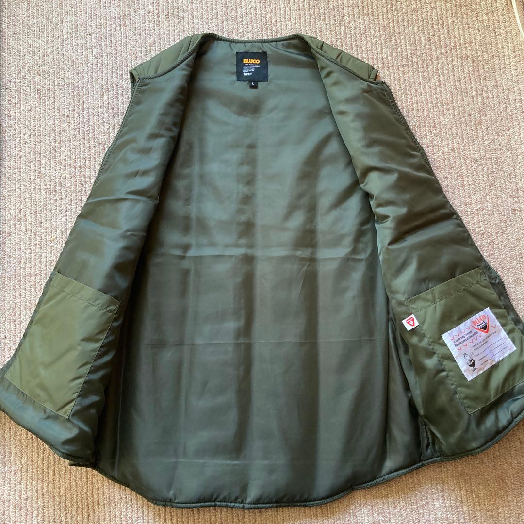 BLUCO キルティングベスト Lサイズ オリーブ