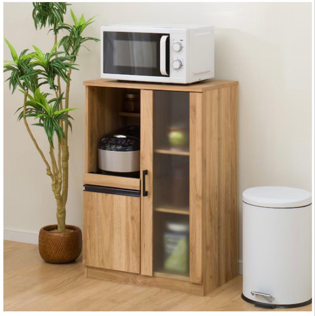 どんなお部屋とも相性のいいデザイン　ニトリ　レンジ台　ライトブラウン　幅60cm