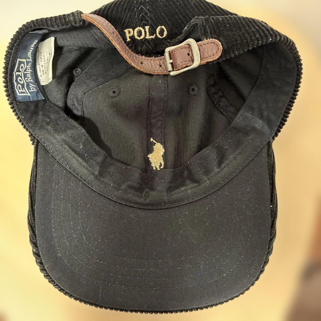 ラルフローレン　コーディロイキャップ　太畝　黒