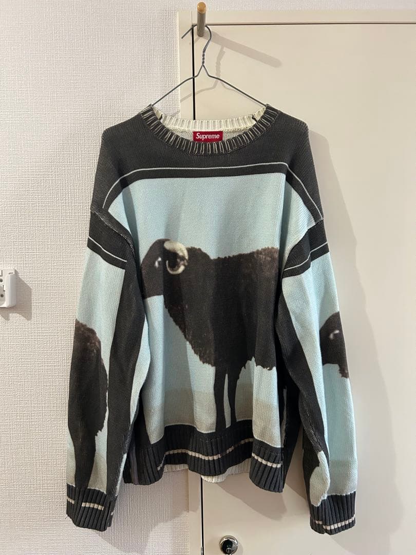 SS25 ダミアンハースト セーター supreme 羊 シェープ 黒 青