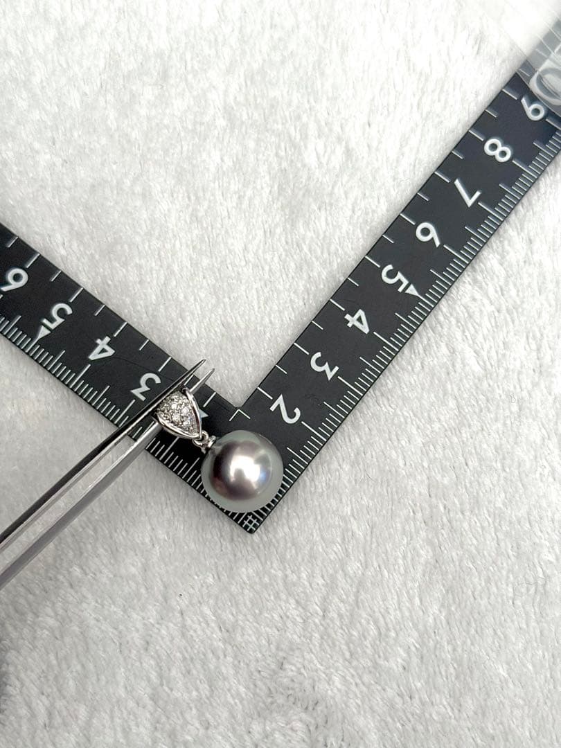 年末セールk14wg黒蝶真珠ダイヤペンダントトップ大粒オーロラオーシャンブルー