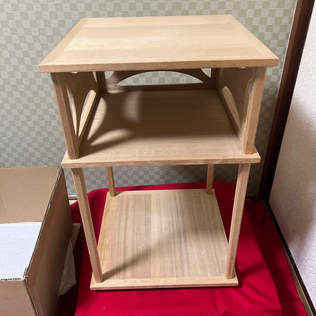 未使用超美品　惺斎好 桐木地 糸巻透二重棚 表千家 茶道具