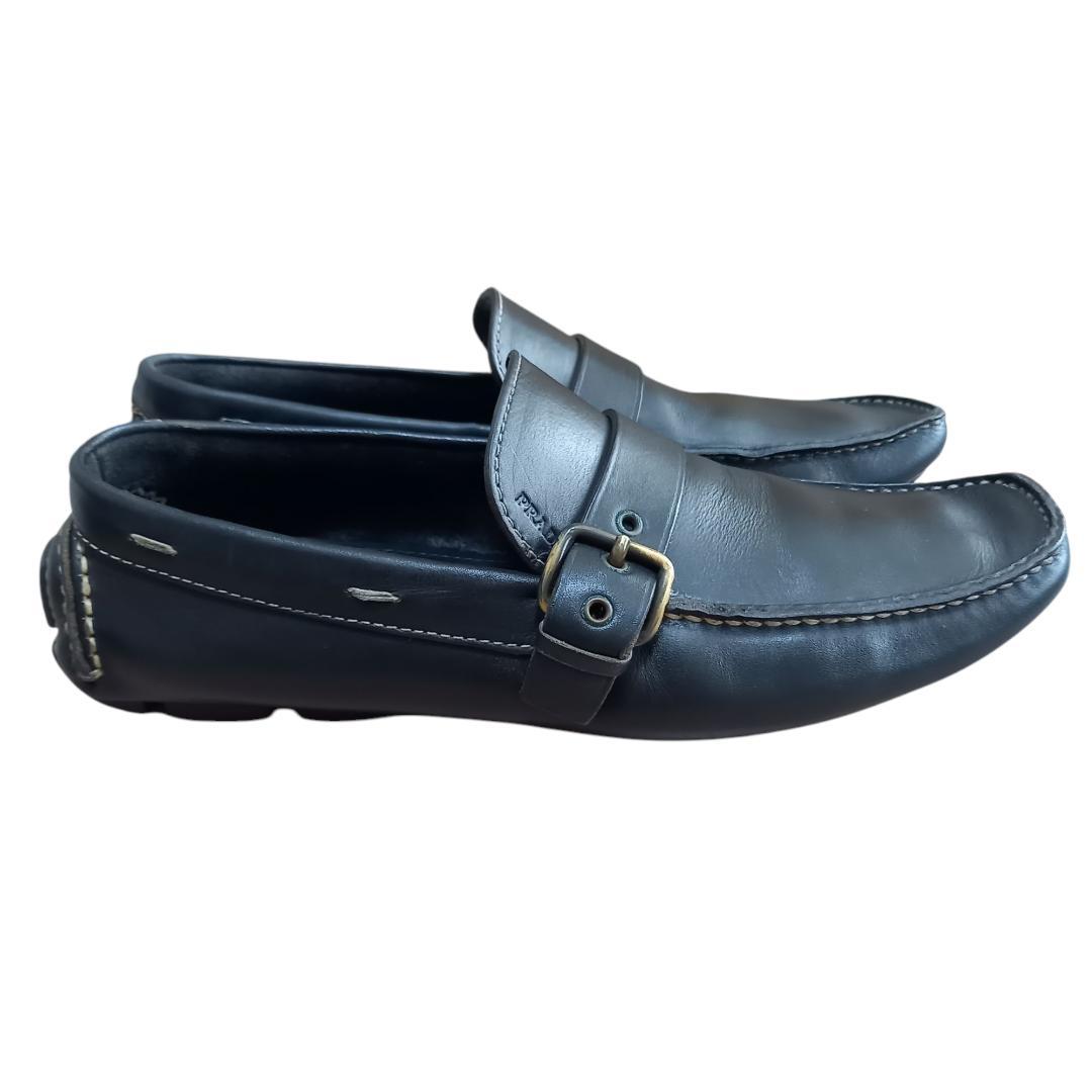 即日配送★ PRADA プラダ ドライビングシューズ ブラック レザー 28