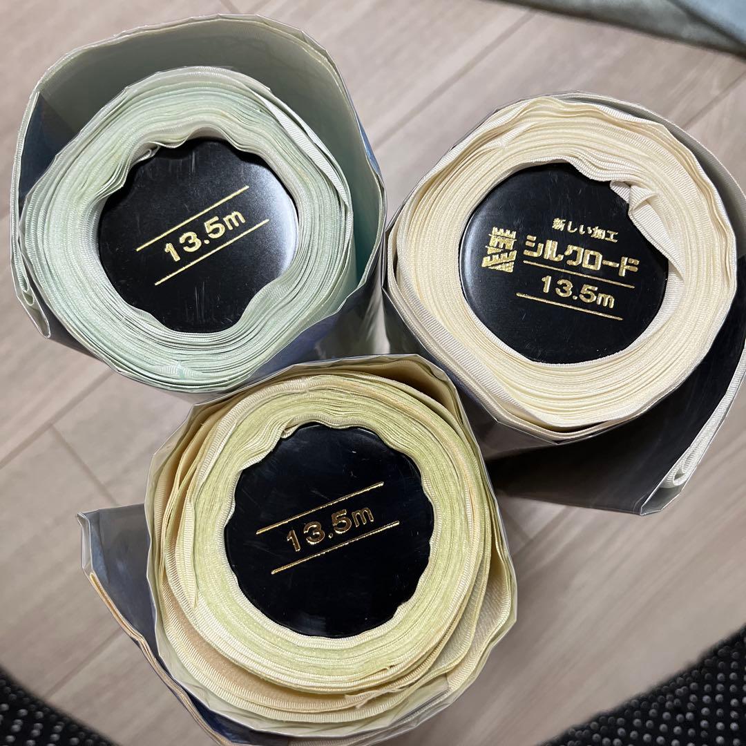 長襦袢　正絹反物　3反　淡いブルー　淡い黄色　白　半衿3枚おまけ