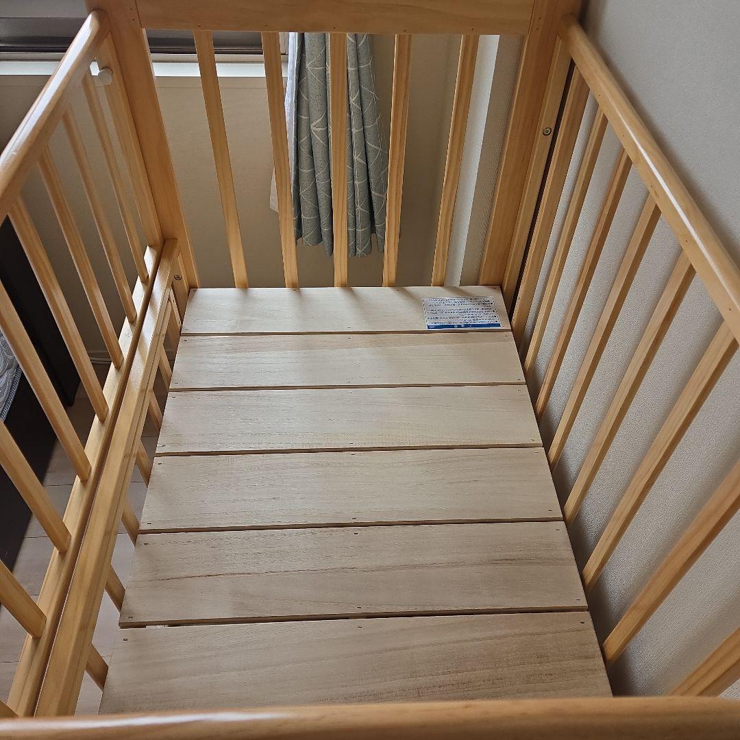 KATOJI木製ミニベビーベッド/ハイシート/キャスター/収納付き