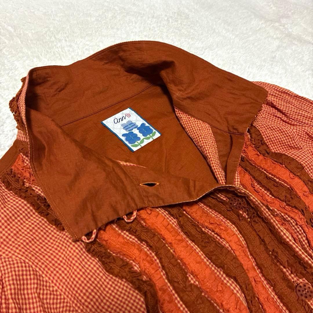 ann吉 センソユニコ フリル　チュニック　バルーン　ギンガムチェック