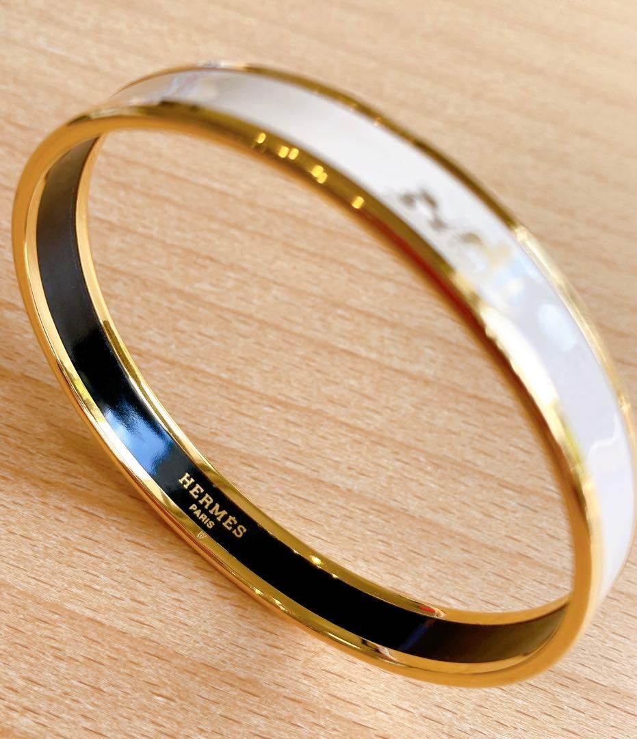 エルメス バングル ブレスレット エマイユ オフホワイト ゴールド HERMES