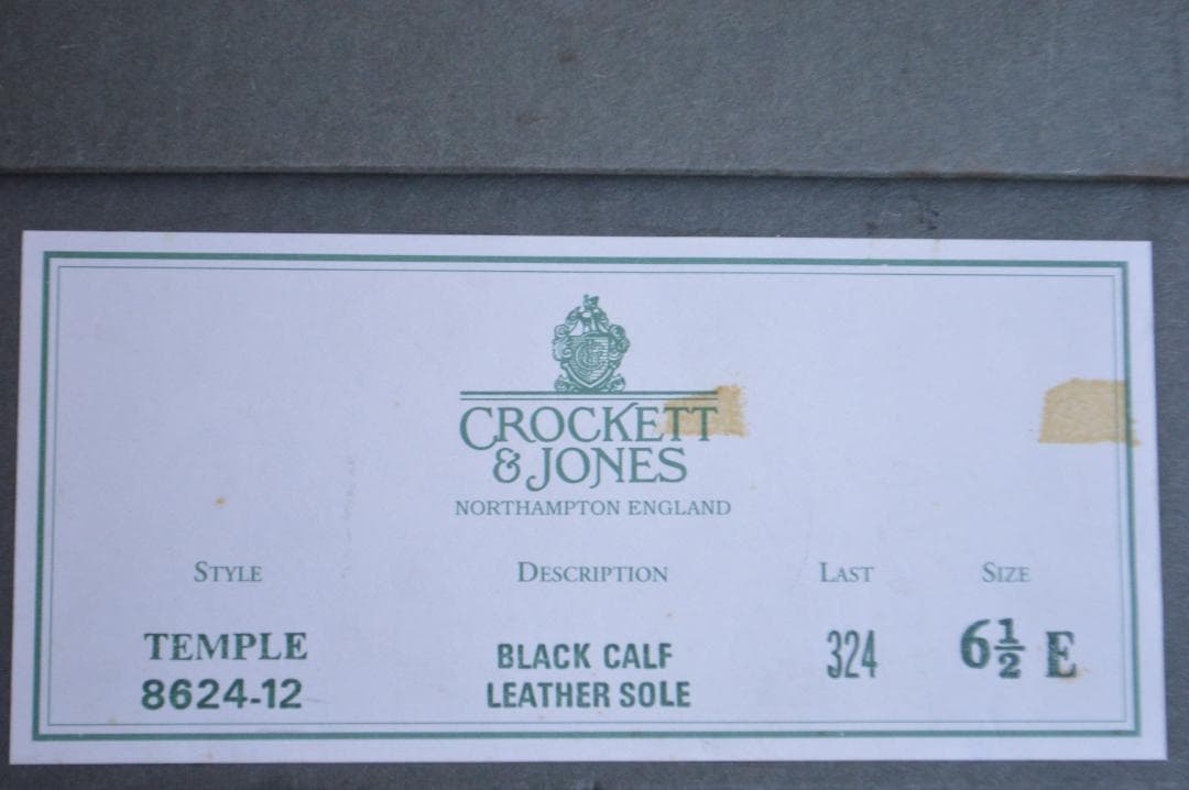 美品　CROCKETT＆JONES　TEMPLE　6.5E　ブラック