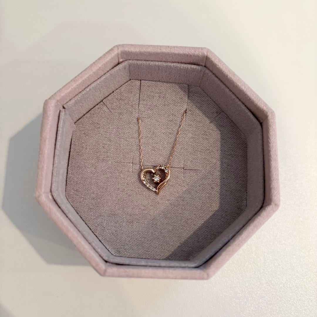4℃ ピンクゴールド ハート ネックレス K10