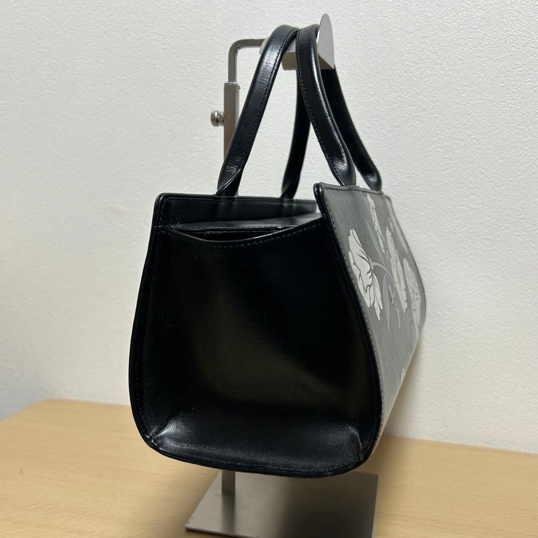 坂本これくしょん 蒔絵レザーバッグ ハンドバッグ 花柄刺繍 美品