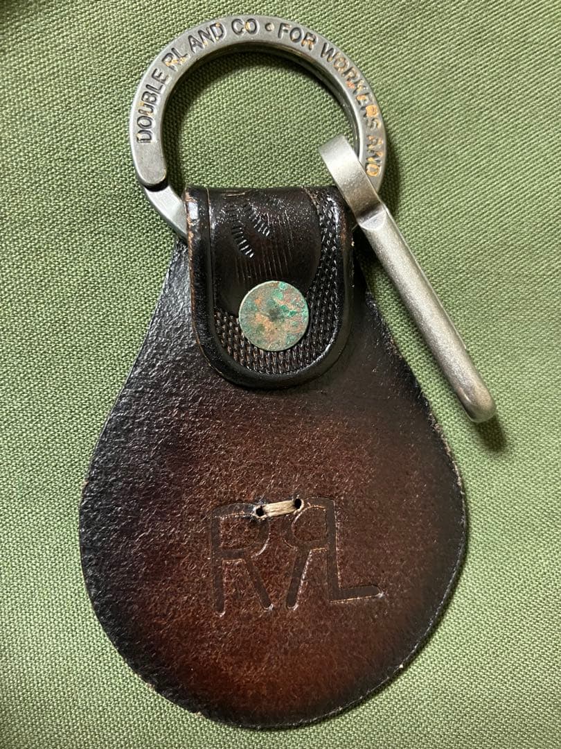 【美品】RRL レザー キーホルダー/キーリング コンチョ カービング ツールド