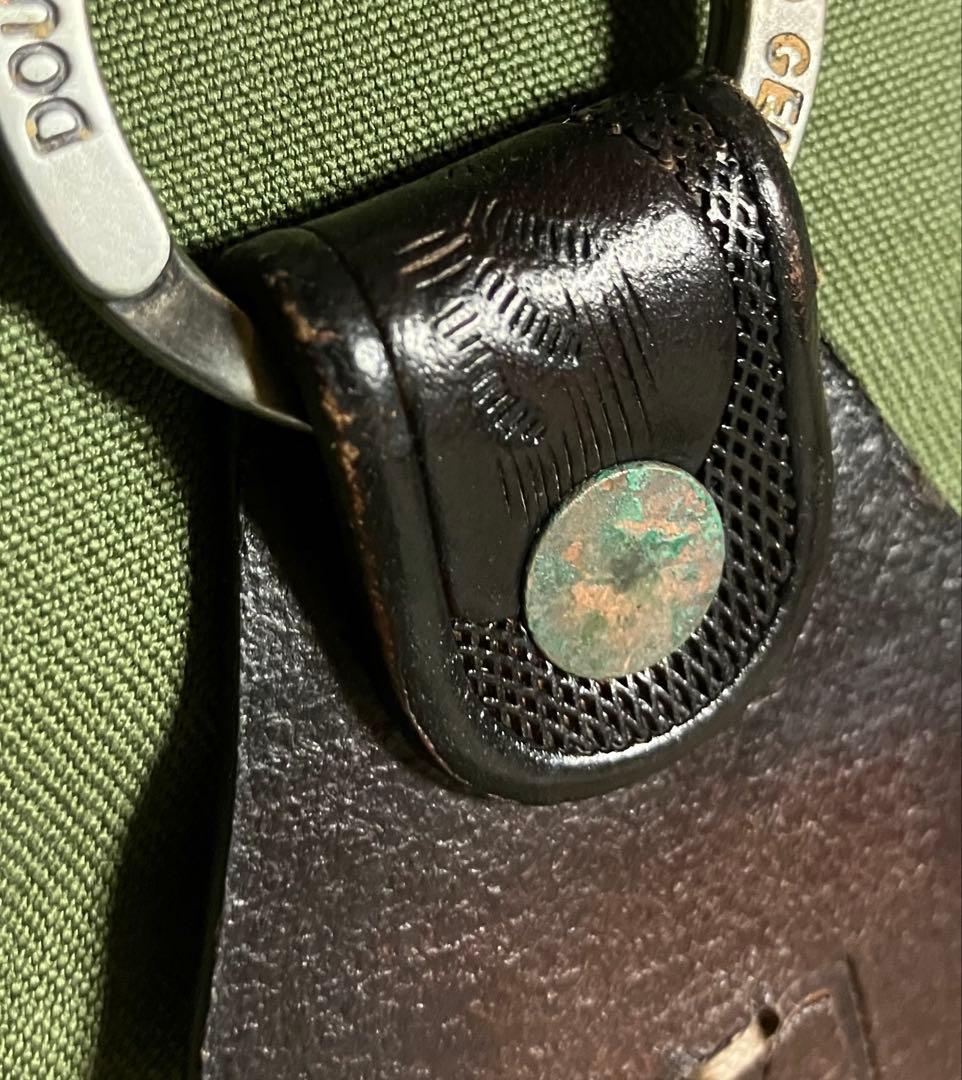 【美品】RRL レザー キーホルダー/キーリング コンチョ カービング ツールド