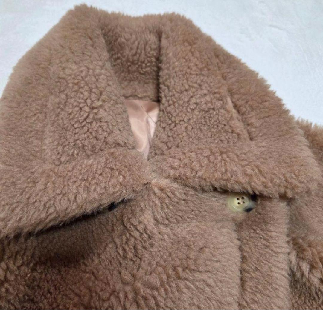 ボアポンチョケープコート　ブラウン