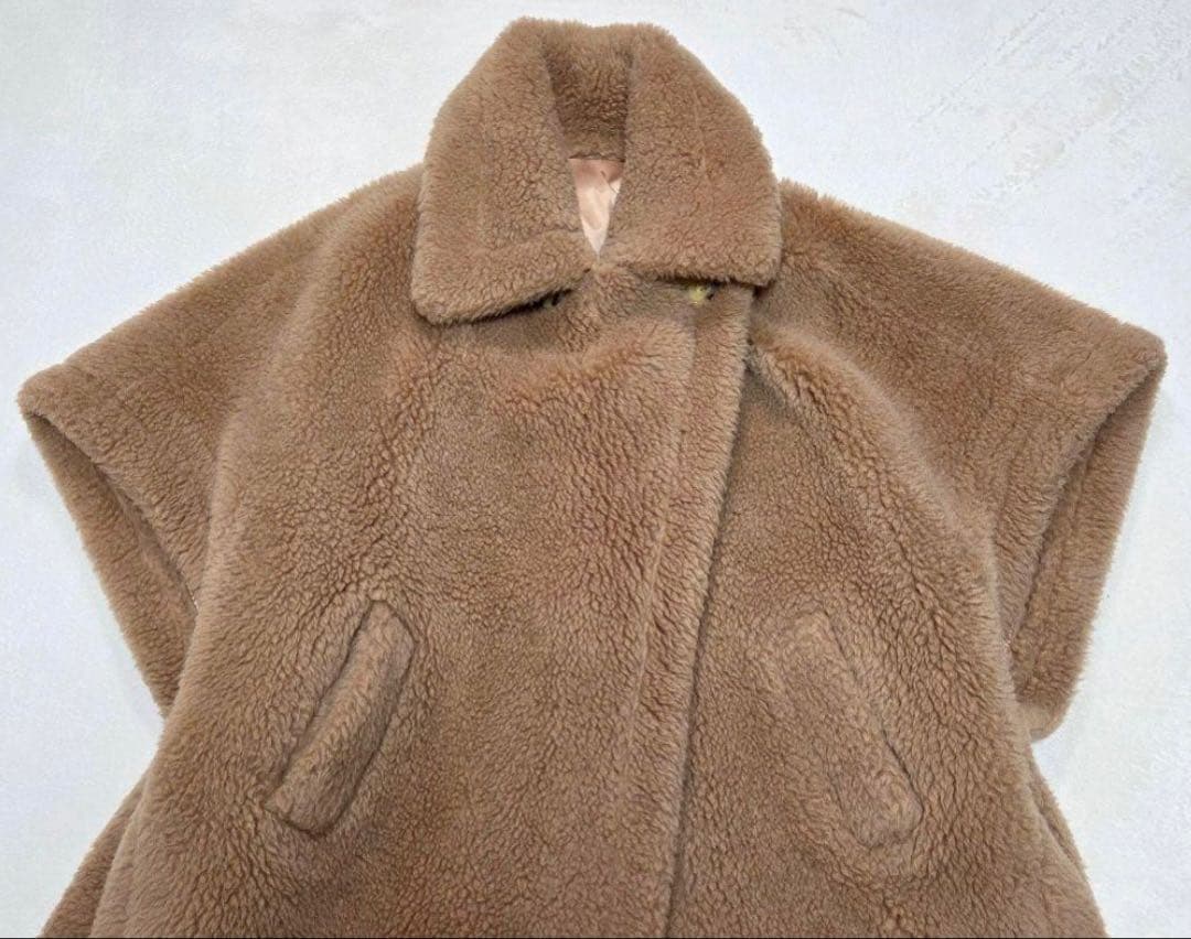 ボアポンチョケープコート　ブラウン