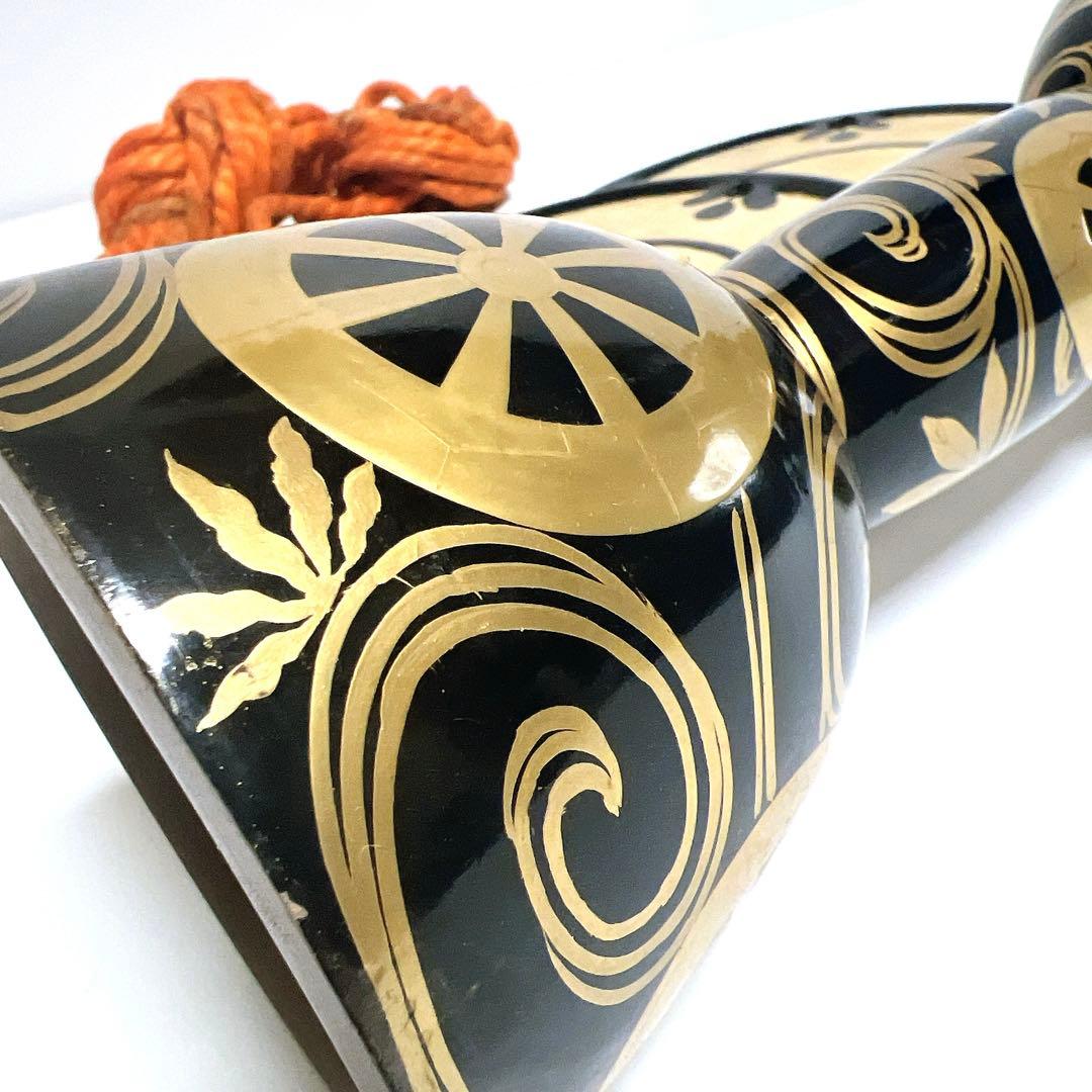 【希少】鼓　蒔絵　小鼓　胴　和楽器　漆塗り　伝統芸能　能 歌舞伎　竹雀　金彩