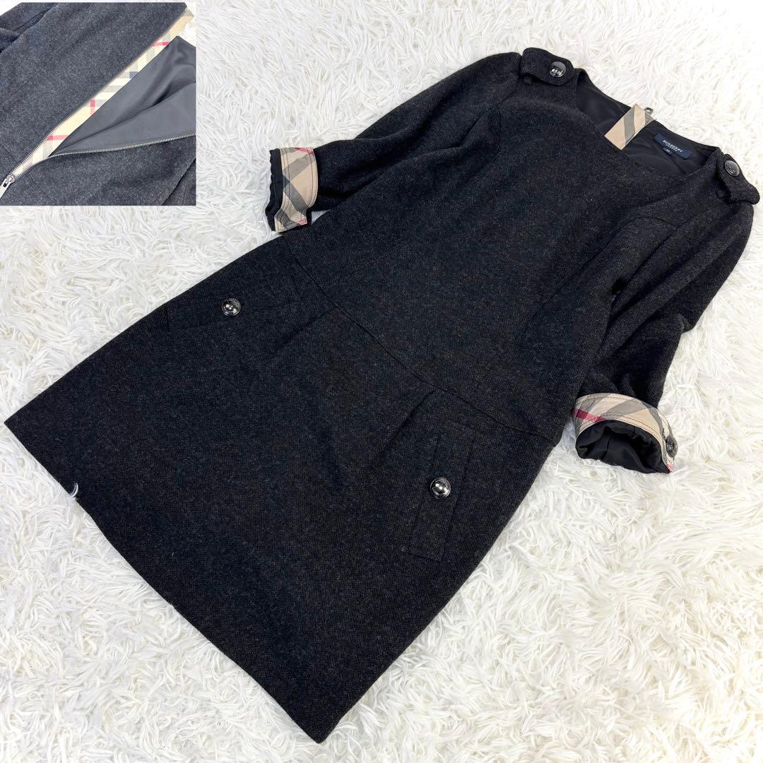 バーバリー ロンドン カシミヤウール ノバチェック ワンピース 38