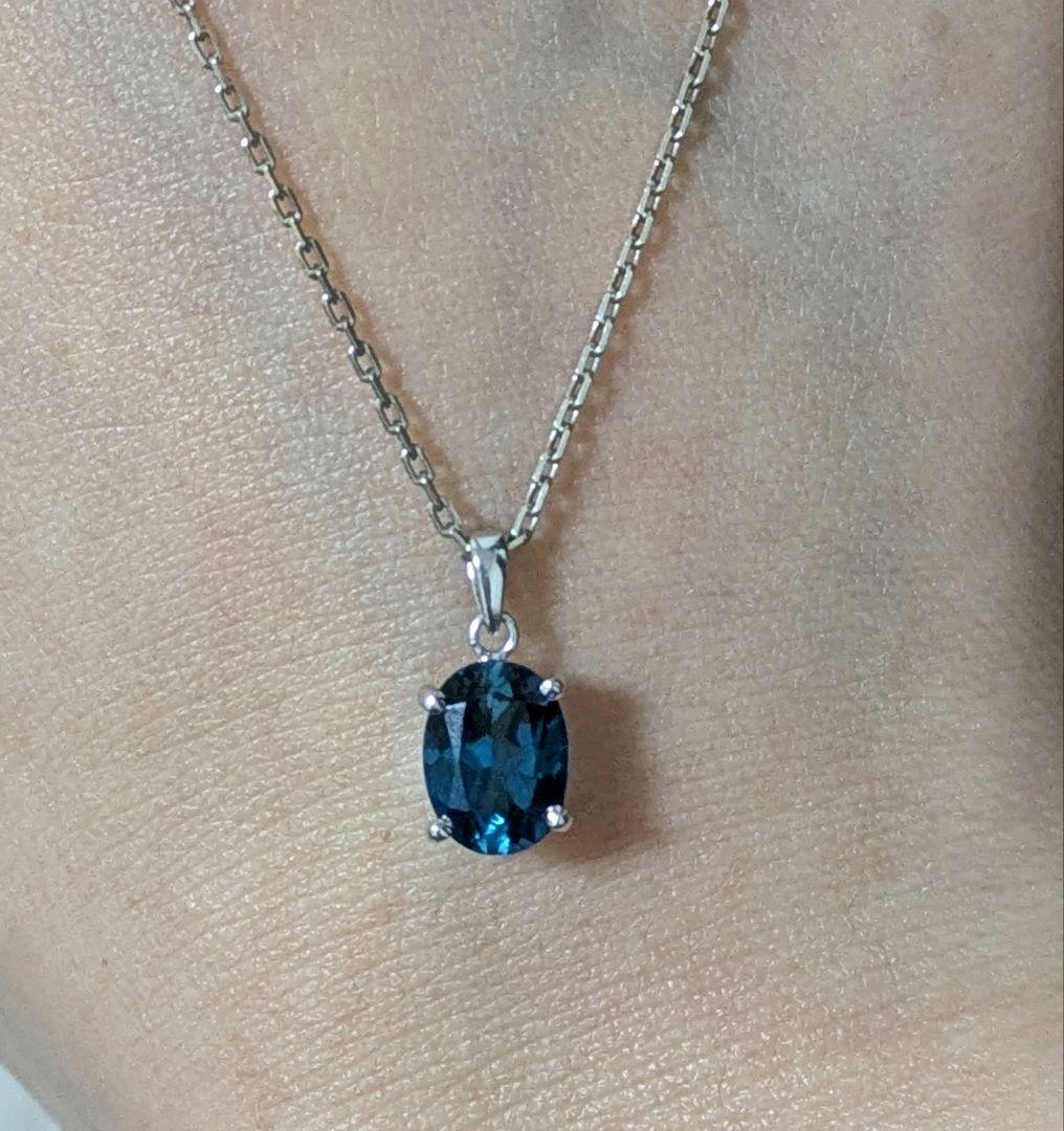 き*ん様 K18+Pt900ブルートパーズネックレストップ