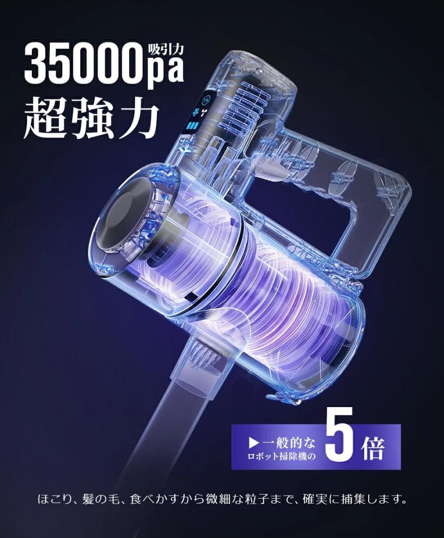 【1点限り】　コードレス掃除機　スティッククリーナー　軽量　LCD液晶　ホワイト