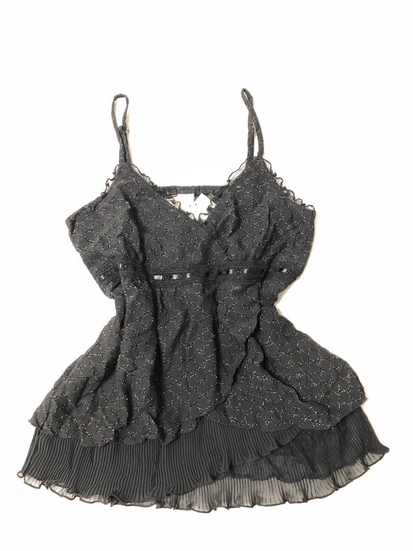 希少axes femmeレース付きフリル黒キャミソール　リズリサ姫系