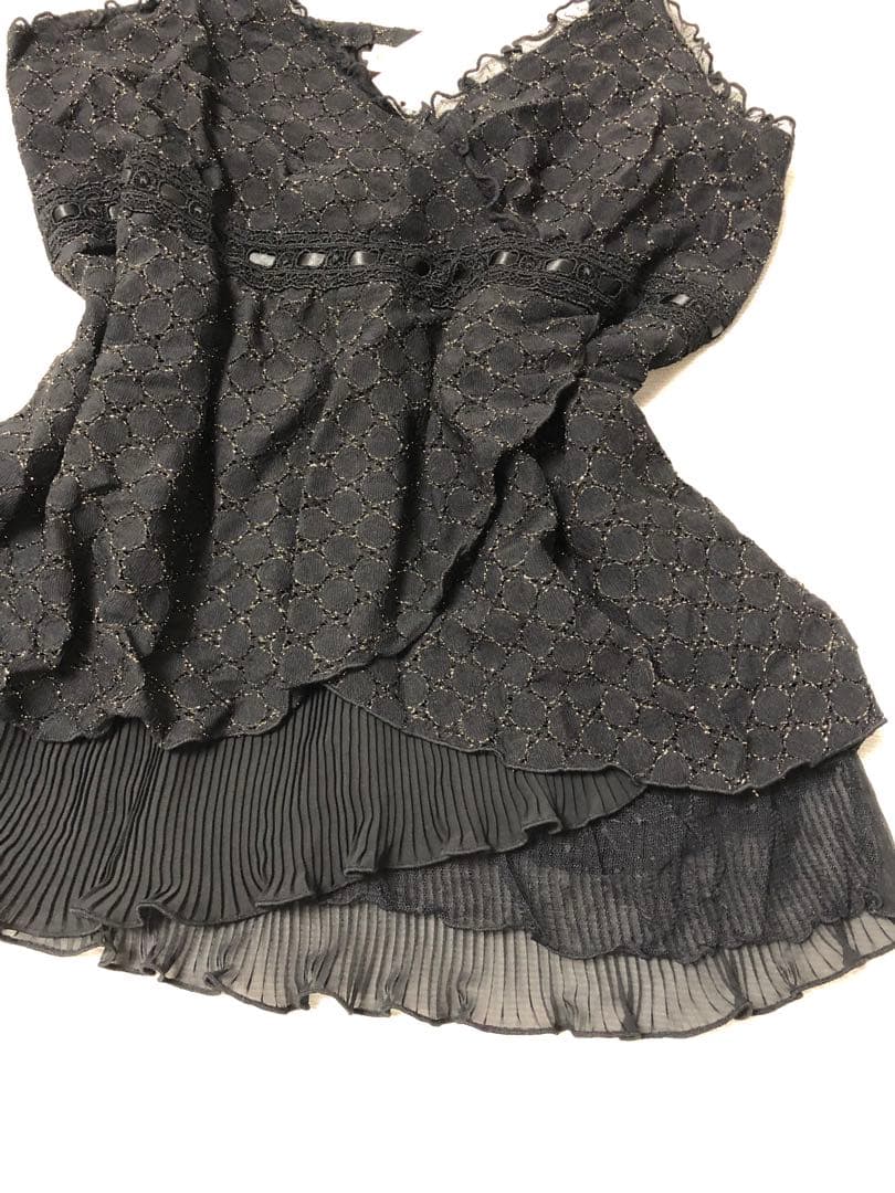 希少axes femmeレース付きフリル黒キャミソール　リズリサ姫系