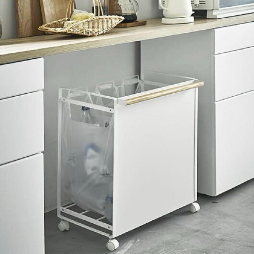 山崎実業　トスカ　３分別ダストワゴン　ホワイト