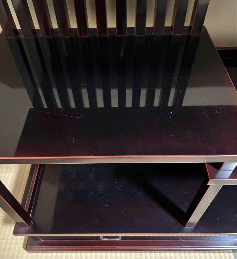 本漆　輪島塗　茶箪笥　モダンなデザイン　ワインレッド