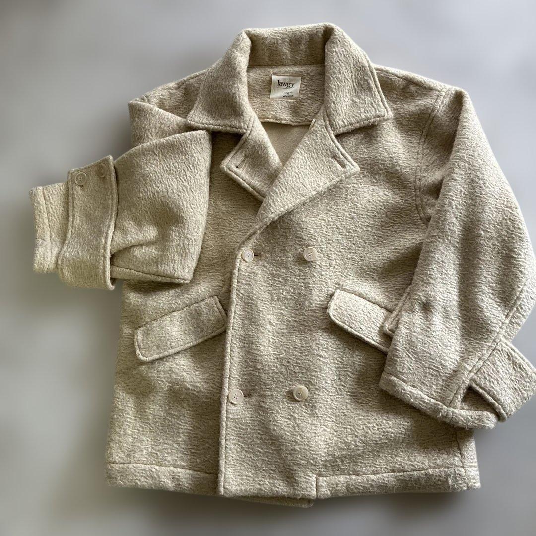 lawgy カールダブルブレステッドベルトポイントコート