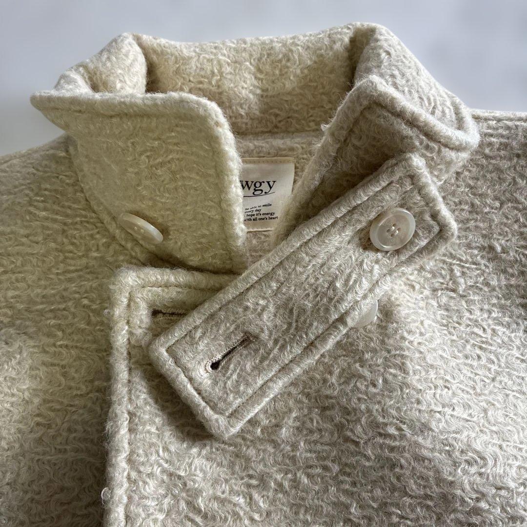 lawgy カールダブルブレステッドベルトポイントコート