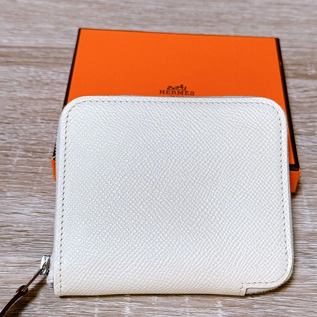 エルメス　アザップ　シルクインコンパクトケース　クリーム色