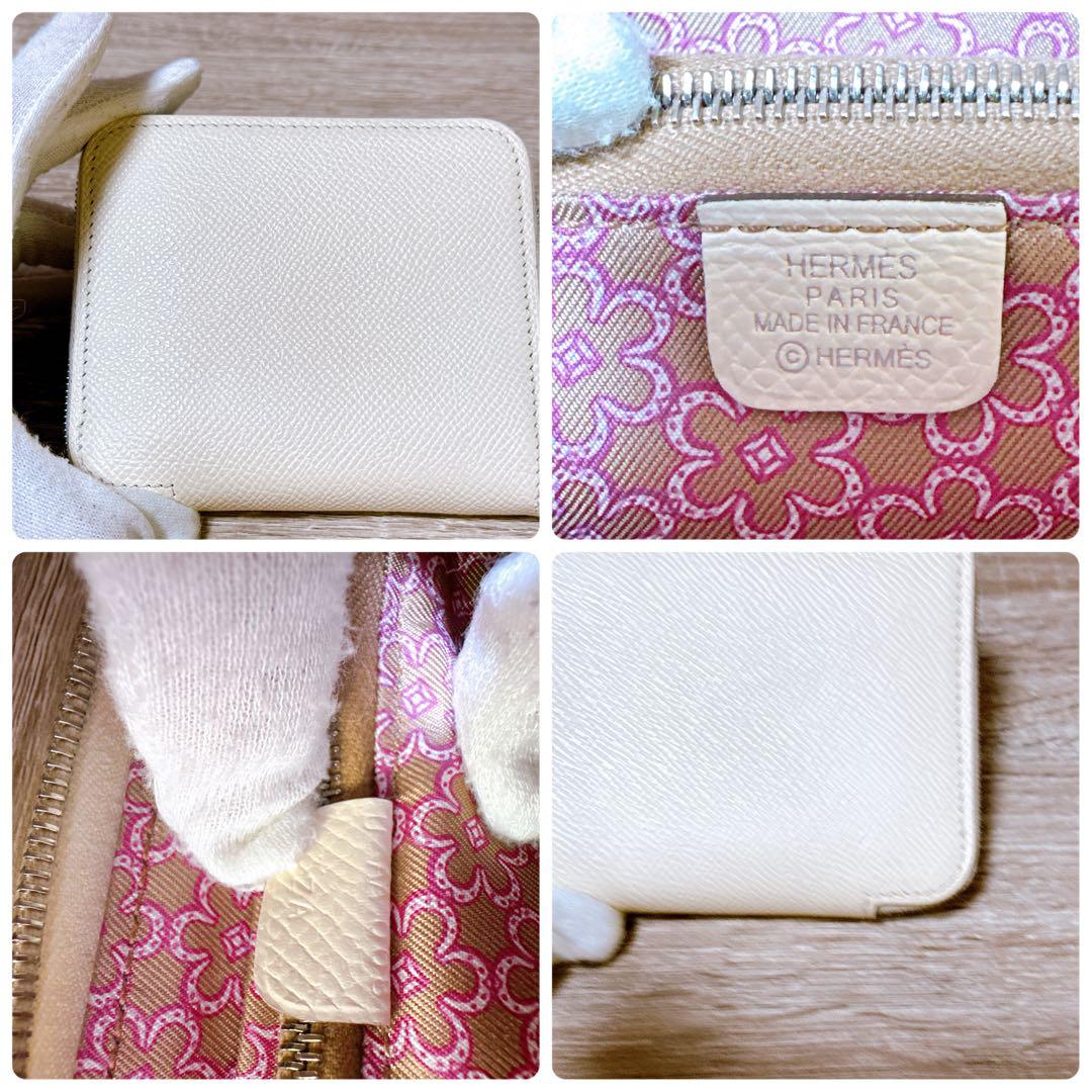 エルメス　アザップ　シルクインコンパクトケース　クリーム色