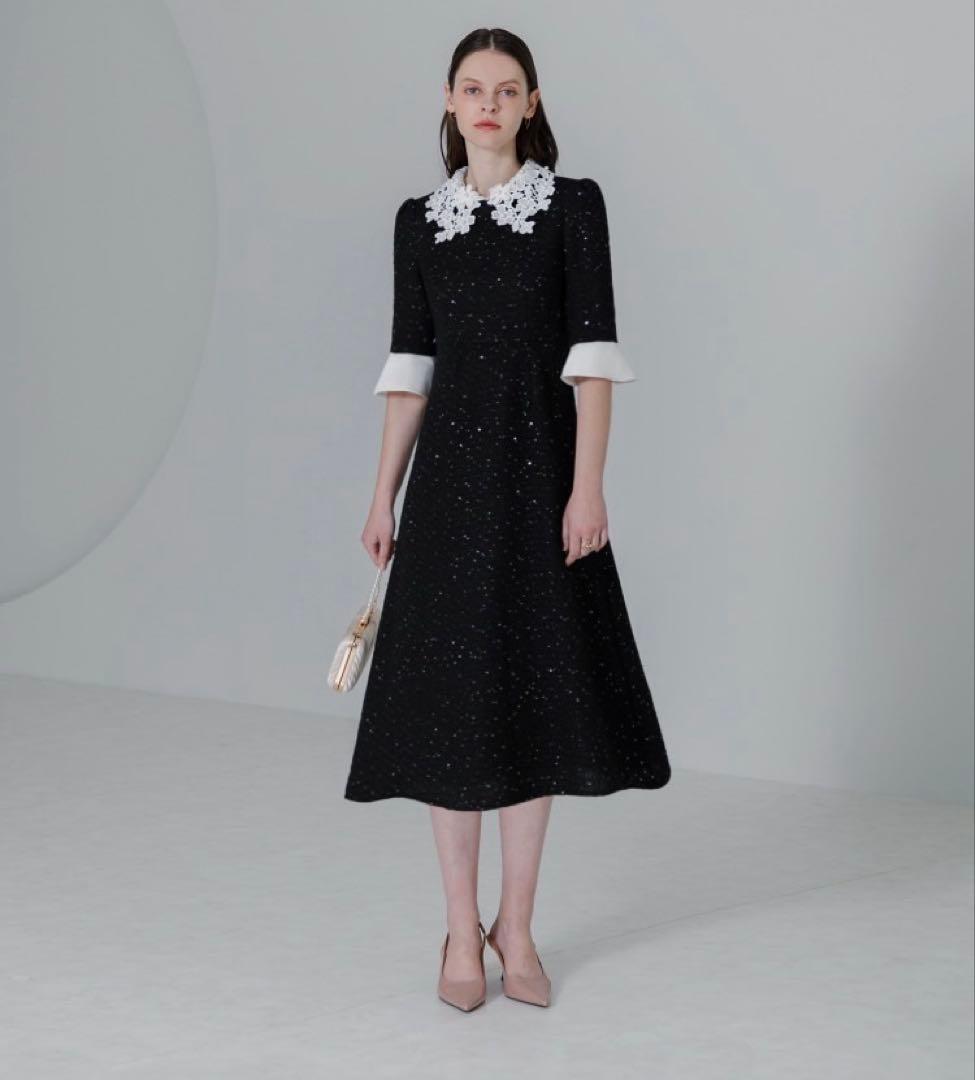 【人気】leja襟付きパーティードレスS