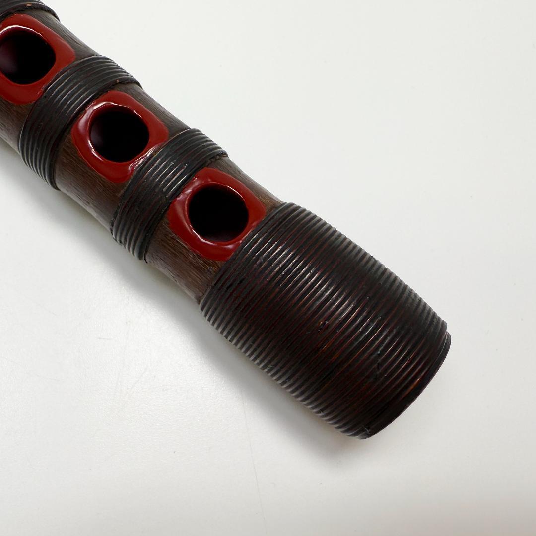 年代物 能管 39.5㎝ 竹管 内朱塗 能笛 頭金 和楽器 横笛