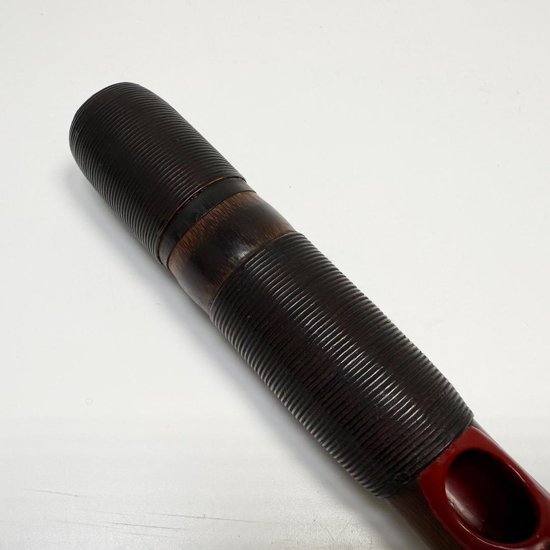 年代物 能管 39.5㎝ 竹管 内朱塗 能笛 頭金 和楽器 横笛