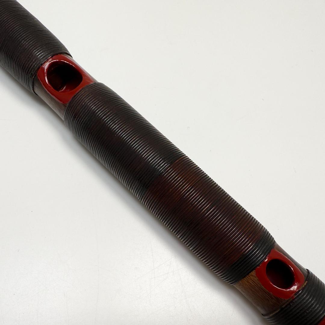 年代物 能管 39.5㎝ 竹管 内朱塗 能笛 頭金 和楽器 横笛