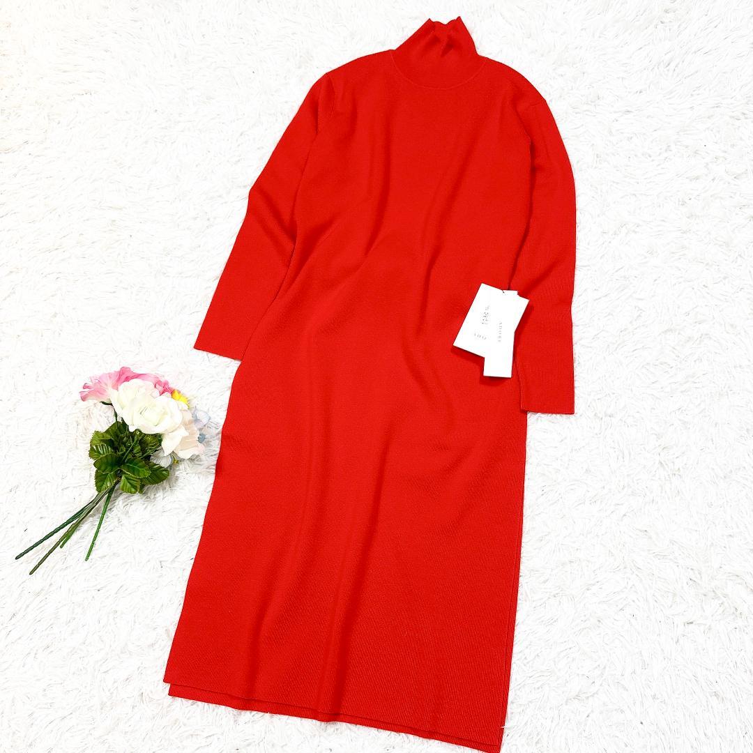 レア【未使用】アドーア クリアウールニットワンピース ハイネック サイドスリット